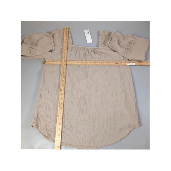 Soft Surroundings Peasant Top Medium Sand Dune Lace Crochet Gauze Boho Chic - Picture 10 of 13